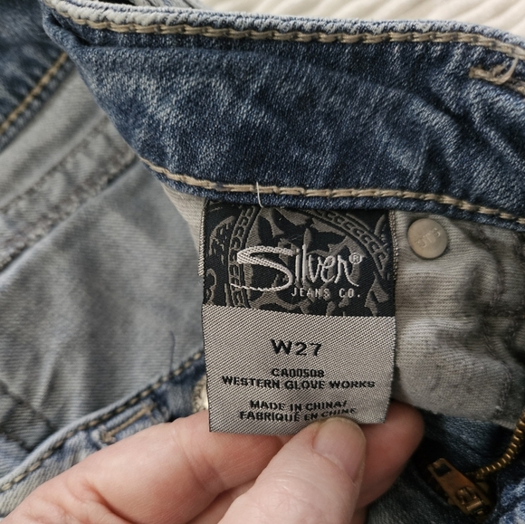 Silver Tuesday Cropped Distressed Light Blue Women's Jeans Size 27 - Picture 9 of 13